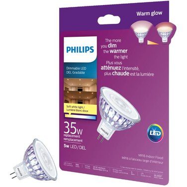 PHILIPS 5W MR16 GU5.3 Base Soft White Warm Glow Dimmable LED Light Bulb